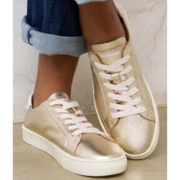 Cole Haan Women GrandPro Rally Laser Cut Sneakers Gold Metallic Leather 7.5 New - Picture 6 of 16